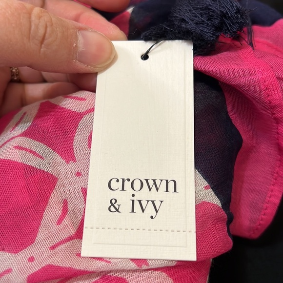 Crown & Ivy Pink and Navy Scarf - Picture 2 of 4